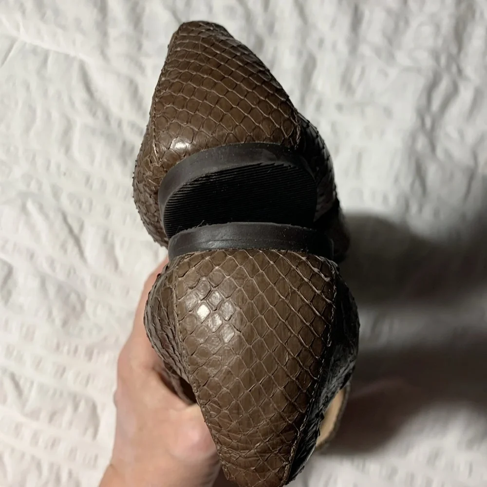ALL BLACK Women’s Brown Gathered Ballet Flats Genuine Leather Upper and Lining